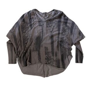 M Made in Italy Gray Lace Print Oversized Batwing Sweater Small Mens Womens